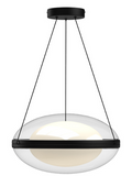 Kuzco Lighting PD76316-BK/OP 16 inch Virgo Frost/Clear Opal Glass Modern LED Pendant Ceiling Light, Black Finish