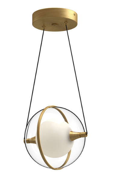 Kuzco Lighting PD76708-BG 8 inch Aries Frost/Clear Modern LED Pendant Ceiling Light, Brushed Gold Finish