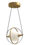 Kuzco Lighting PD76708-BG 8 inch Aries Frost/Clear Modern LED Pendant Ceiling Light, Brushed Gold Finish