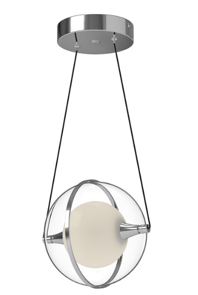 Kuzco Lighting PD76708-CH 8 inch Aries Frost/Clear Modern LED Pendant Ceiling Light, Chrome Finish