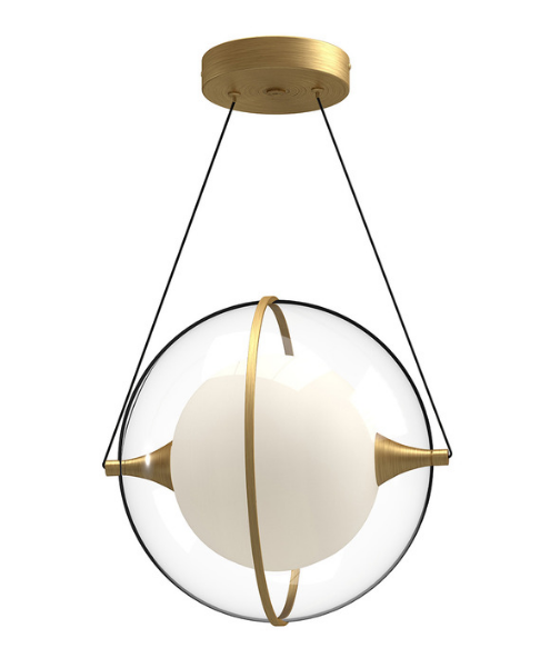 Kuzco Lighting PD76712-BG 12 inch Aries Frost/Clear Modern LED Pendant Ceiling Light, Brushed Gold Finish