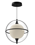 Kuzco Lighting PD76712-BK 12 inch Aries Frost/Clear Modern LED Pendant Ceiling Light, Black Finish