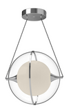 Kuzco Lighting PD76712-CH 12 inch Aries Frost/Clear Modern LED Pendant Ceiling Light, Chrome Finish