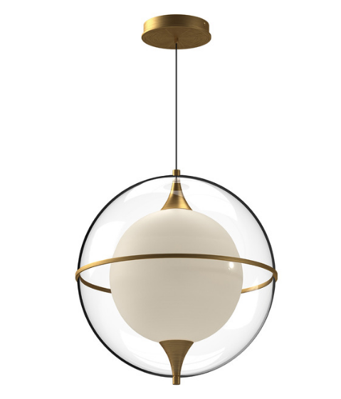 Kuzco Lighting PD76716-BG 16 inch Aries Frost/Clear Modern LED Pendant Ceiling Light, Brushed Gold Finish