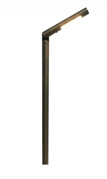 ABBA Lighting USA PLB15 Adjustable 3W LED Round L-Shaped Low Voltage Path Light, Color Temperature 3000K, Brass Finish