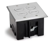 Lew Electric PB2-SPA 2 Duplex 15A Power Plastic Floor Box With Screw Plugs - Aluminum Cover