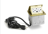 Lew Electric PUFP-CT-B-AC-WC Countertop Pop Up Outlet  W/ Charging USB A/C Ports & Corded Plugs, Brass Finish