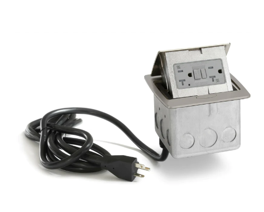 Lew Electric PUFP-CT-NS-AC-PB Countertop Pop Up Charging USB A/C Ports, Nickel