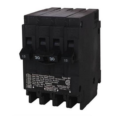 Siemens Q21530CT One 30-Amp Two Pole and Two 15-Amp Single Pole Standard Breaker - BuyRite Electric