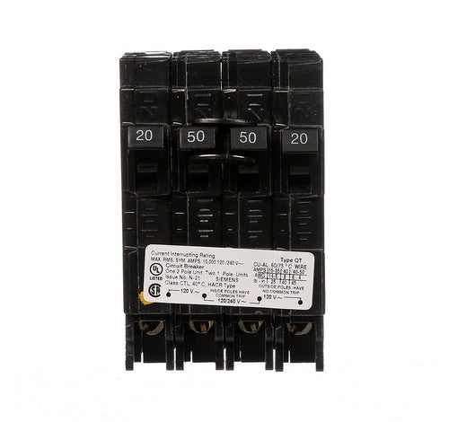 Siemens Q22050CT One 50-Amp Two Pole and Two 20-Amp Single Pole Standard Breaker - BuyRite Electric