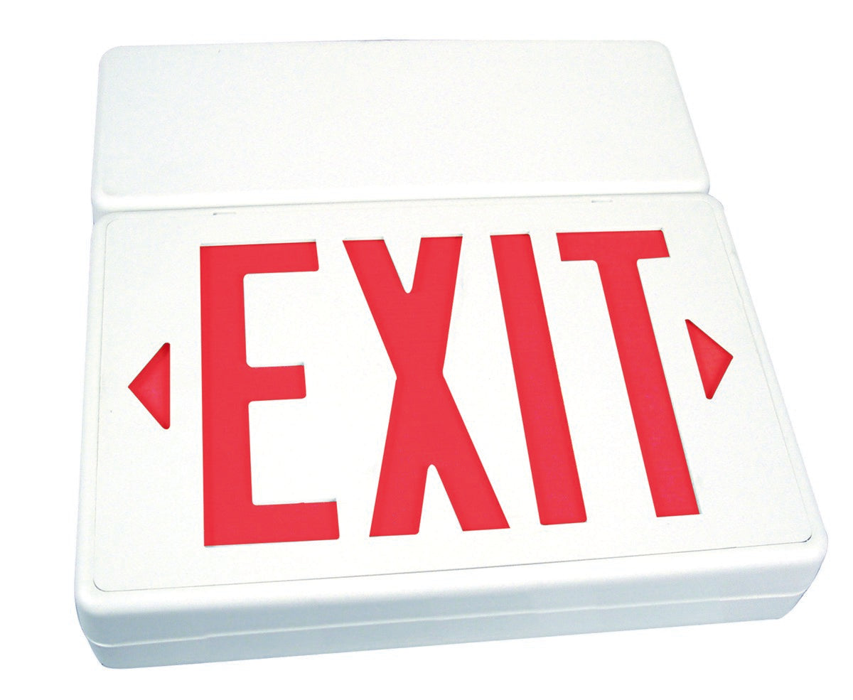 ELCO Lighting EELE1 LED Exit Sign, Green or Red Letters, Single/Double Face Configurable Red Letters, Battery Backup | BuyRite Electric