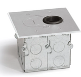 Lew Electric RCFB-1-A Concealed Power Recessed Floor Box W/ 1 Outlet & Hidden Plugs, Aluminum