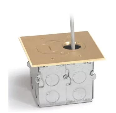 Lew Electric RCFB-1 Recessed Hybrid Floor Box W/ Single Gang, Brass