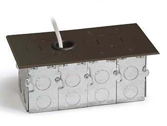 Lew Electric RCFB-2-DB Recessed Hybrid Two Gang Floor Box W/ Hidden Plugs, Dark Bronze