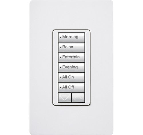 Lutron HQWD-W6BRL-WH Wall Mount 6 Button with Raise/Lower Keypad - White  for sale online