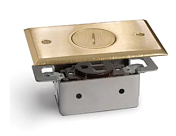 Lew Electric RRP-1-BP Receesed Floor Plate W/ One Receptacle, One Screw Plug, Brass Plated
