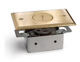 Lew Electric RRP-1-BP Receesed Floor Plate W/ One Receptacle, One Screw Plug, Brass Plated