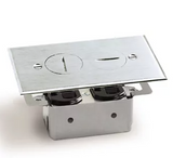 Lew Electric RRP-2-A Recessed Floor Plate W/ One Duplex Receptacle, 2 Screw Plugs, Aluminum