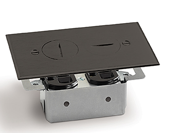 Lew Electric RRP-2-DB Recessed Floor Plate W/One Duplex Receptacle, 2 Screw Plugs, Dark Bronze