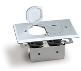 Lew Electric RRP-2-LR-A Recssed Floor Plate Without Box, One 15A-TR-Duplex Receptacle & 2 Flip Lids, Aluminum