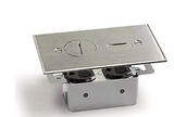 Lew Electric RRP-2-NS Recessed Floor Plate Without Box W/ One 15A-TR-Duplex Receptacle & 2 Screw Plugs, Nickel Silver