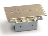 Lew Electric RRP-2-T Quick Install Floor Plate Without Box W/ 4 Keystone & 2 Scew Plugs, Brass