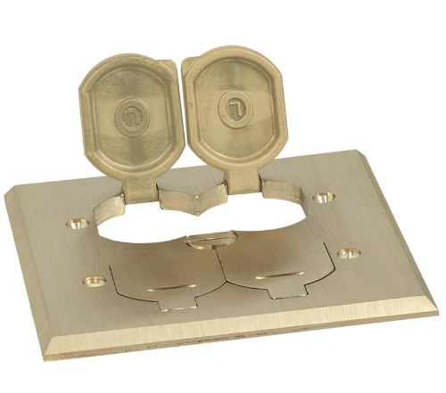 Lew Electric RRP-4-BP-LR 4 Flip Lid Plate Cover For SWB-4 Floor Boxes, Brass