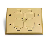 Lew Electric RRP-4-FPB 2 Duplex Flip Lid Cover For 1102-PB Floor Box, Brass