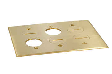 Lew Electric RRP-6-BP 6 Screw Plug Plate Cover For SWB-6 Floor Boxes, Brass