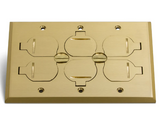 Lew Electric RRP-6-FPB 3 Duplex Flip Lid Cover For 1103-PB Floor Boxes, Brass