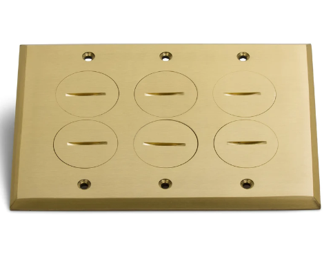 Lew Electric RRP-6-SPB 3 Duplex Screw Plug Cover For 1103-PB Floor Boxes, Brass