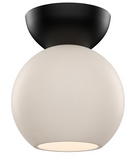 Kuzco Lighting SF59706-BK/OP 6 inch Arcadia Semi Flush LED Ceiling Light, Opal / Black Finish