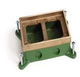 Lew Electric SH-6262-58 Semi Adjustable Dual Gang Shallow Concrete Floor Box, Brass