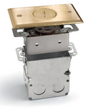 Lew Electric SWB-1-BP Recessed Floor Plate W/ Box, One 15A Receptacle & 1 Screw Plug, Brass