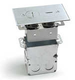 Lew Electric SWB-2-A Recessed Floor Plate W/ Box, One 15A Receptacle & 2 Screw Plugs, Aluminum