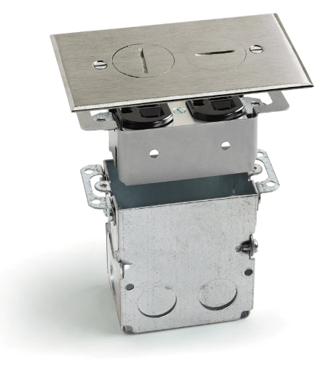 Lew Electric SWB-2-NS Recessed Floor Plate W/ Box, One 15A Duplex & 2 ...