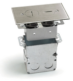 Lew Electric SWB-2-NS Recessed Floor Plate W/ Box, One 15A Duplex & 2 Screw Plugs, Nickel Silver