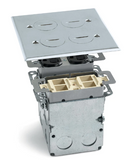 Lew Electric SWB-4-A Recessed Floor Plate W/ Box, Two 15A Duplex & 4 Screw Plugs, Aluminum