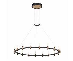 Eurofase Lighting 37044-015 LED Albany 45 inch Chandelier Ceiling Light Deep Black/Brass Finish