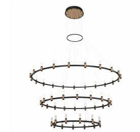 Eurofase Lighting 37046-019 LED Albany 60 inch Chandelier Ceiling Light Deep Black/Brass Finish