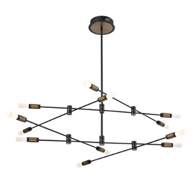 Eurofase Lighting 37051-013 LED Albany 41 inch Chandelier Ceiling Light Deep Black/Brass Finish
