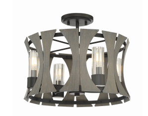 Eurofase Lighting 38162-015 LED Pennino 17 inch Flush Mount Ceiling Light Matte Black with Grey Wood Finish