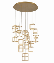 Eurofase Lighting 38259-012 LED Ferro 32 inch Chandelier Ceiling Light Gold Finish