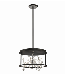 Eurofase Lighting 38636-028 LED Aerie 19 inch Chandelier Ceiling Light Black and Silver Finish
