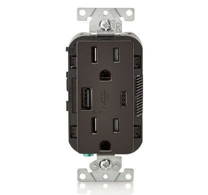 LEVITON T5633 15A TR RECPT USBCHRG BR - BuyRite Electric