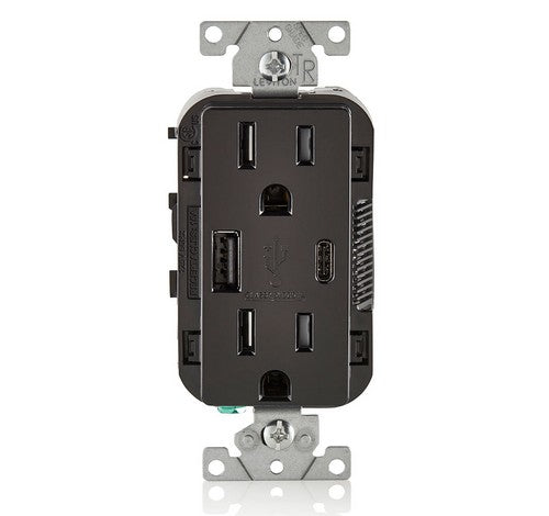 LEVITON T5633 Electrical USB Outlet 15A Dual High Speed USB Charger With 2Pack Receptacle Screw Included 15A / 125V