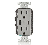 LEVITON T5633 Electrical USB Outlet 15A Dual High Speed USB Charger With 2Pack Receptacle Screw Included 15A / 125V