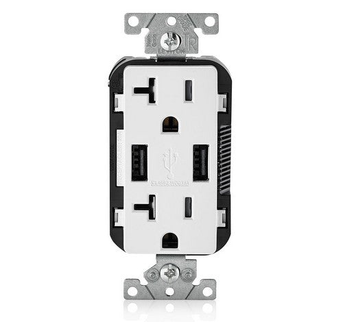 LEVITON T5632 Electrical USB Outlet 15A Dual High Speed USB Charger With 2Pack Receptacle Screw Included 15A / 125V