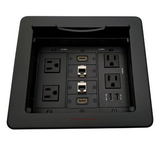 Lew Electric TBUS-1N-B1 Cable Well Table Box W/ 4 Power AC, 2 Usb, 2 HDMI, 2 Cat6, Black