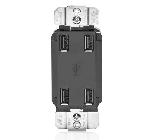 LEVITON USB4P Electrical 4-Port USB Type-A Wall Outlet Charger And High Speed Type-A Receptacle 4.2A Screw Included 4.2A / 125V